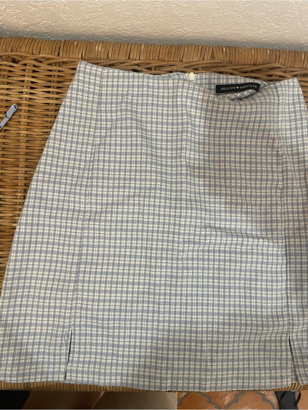 Brandy Melville Blue and White Gingham Mini Skirt